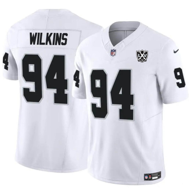 Men's Las Vegas Raiders #94 Christian Wilkins White 2024 F.U.S.E 65th Anniversary Patch Vapor Football Stitched Jersey